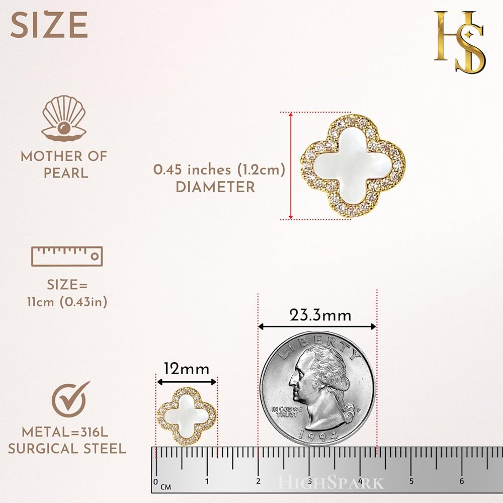 Clover Earrings for Women | Hypoallergenic Studded Clover Stud Earrings | Lovely Gift - Studded W... | Amazon (US)