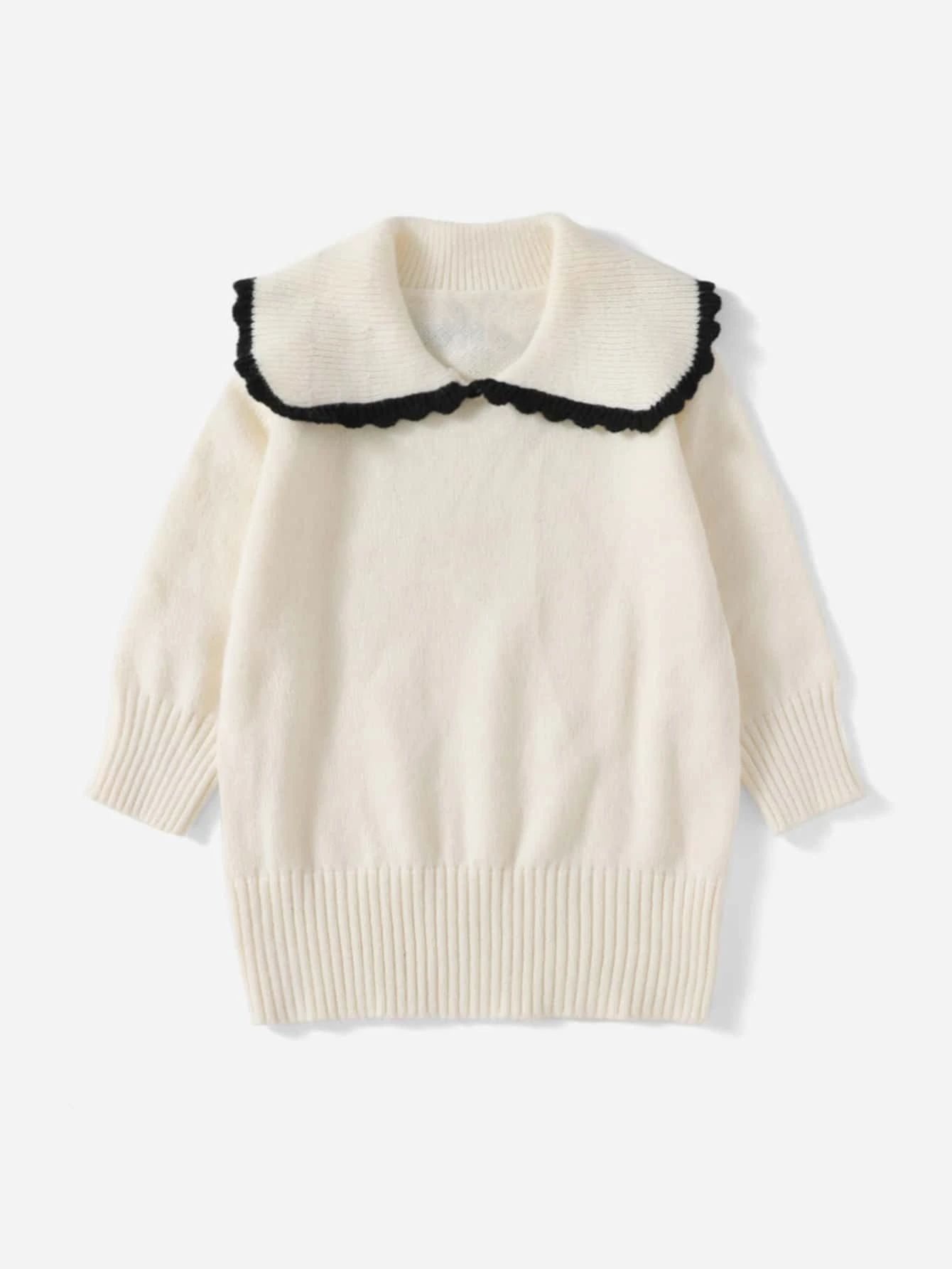 Peter Pan Collar Long Sleeve Sweater | SHEIN