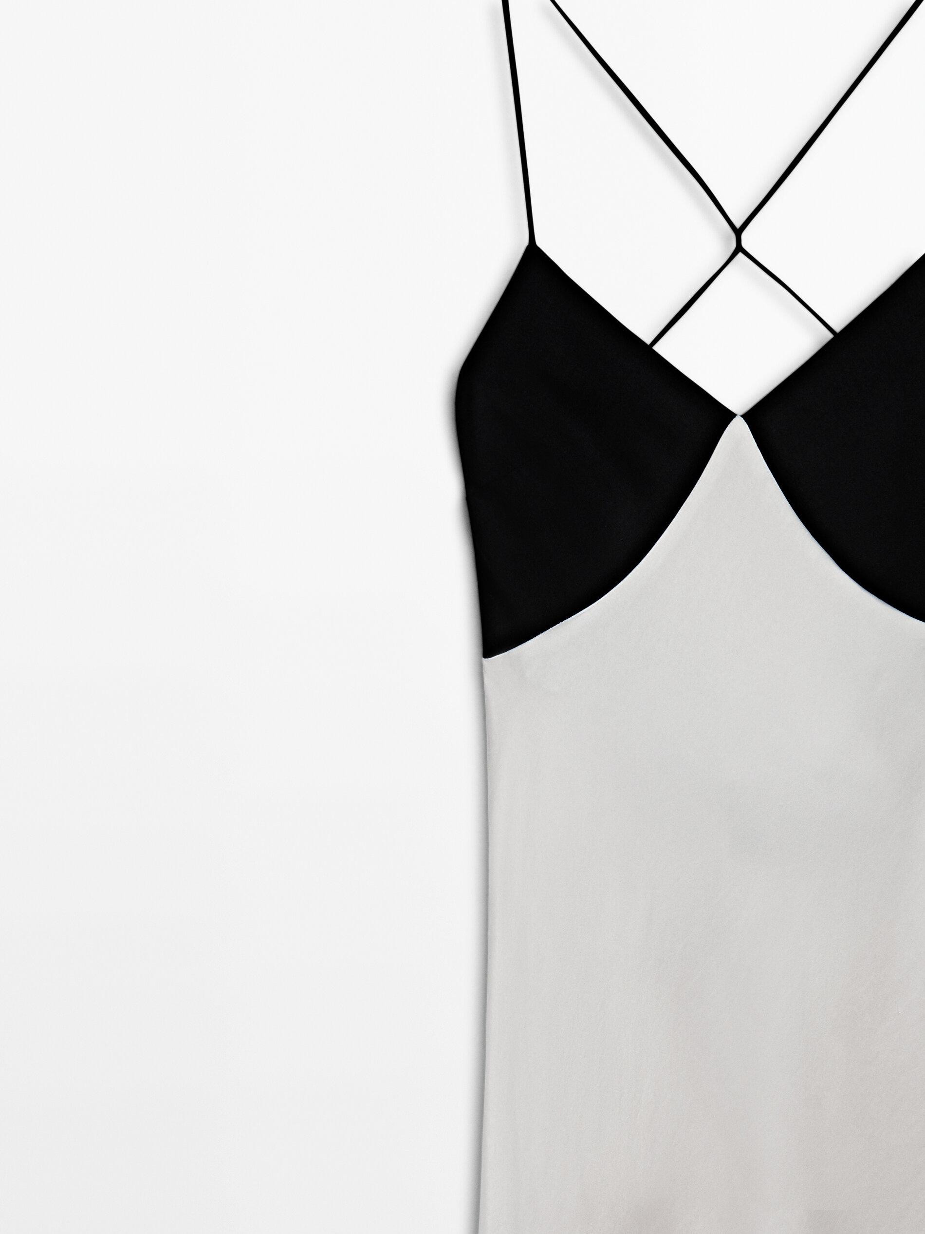 Long dress with contrast detail - Studio | Massimo Dutti UK