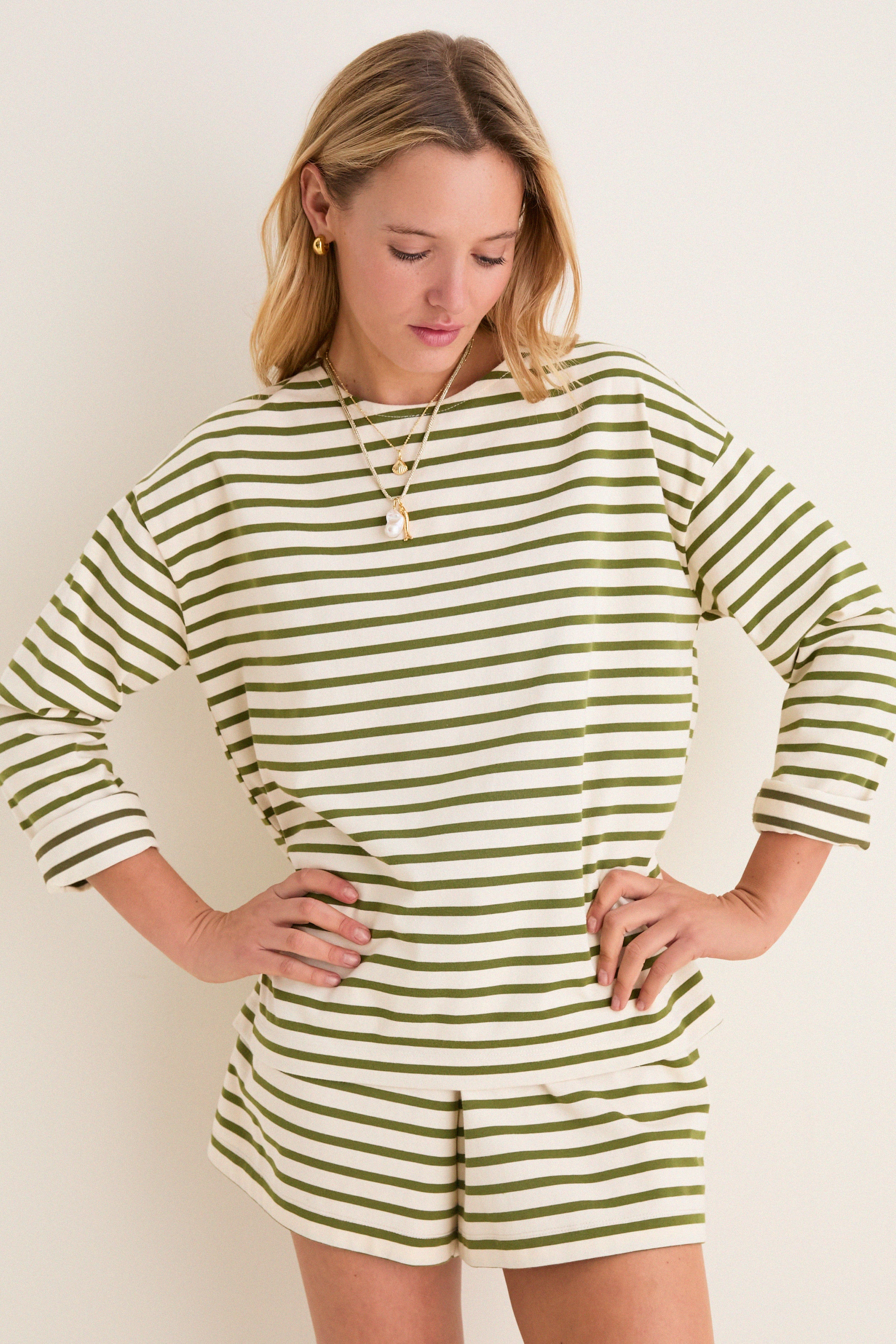 Olive Stripe Knit Odie Tee | Tuckernuck (US)