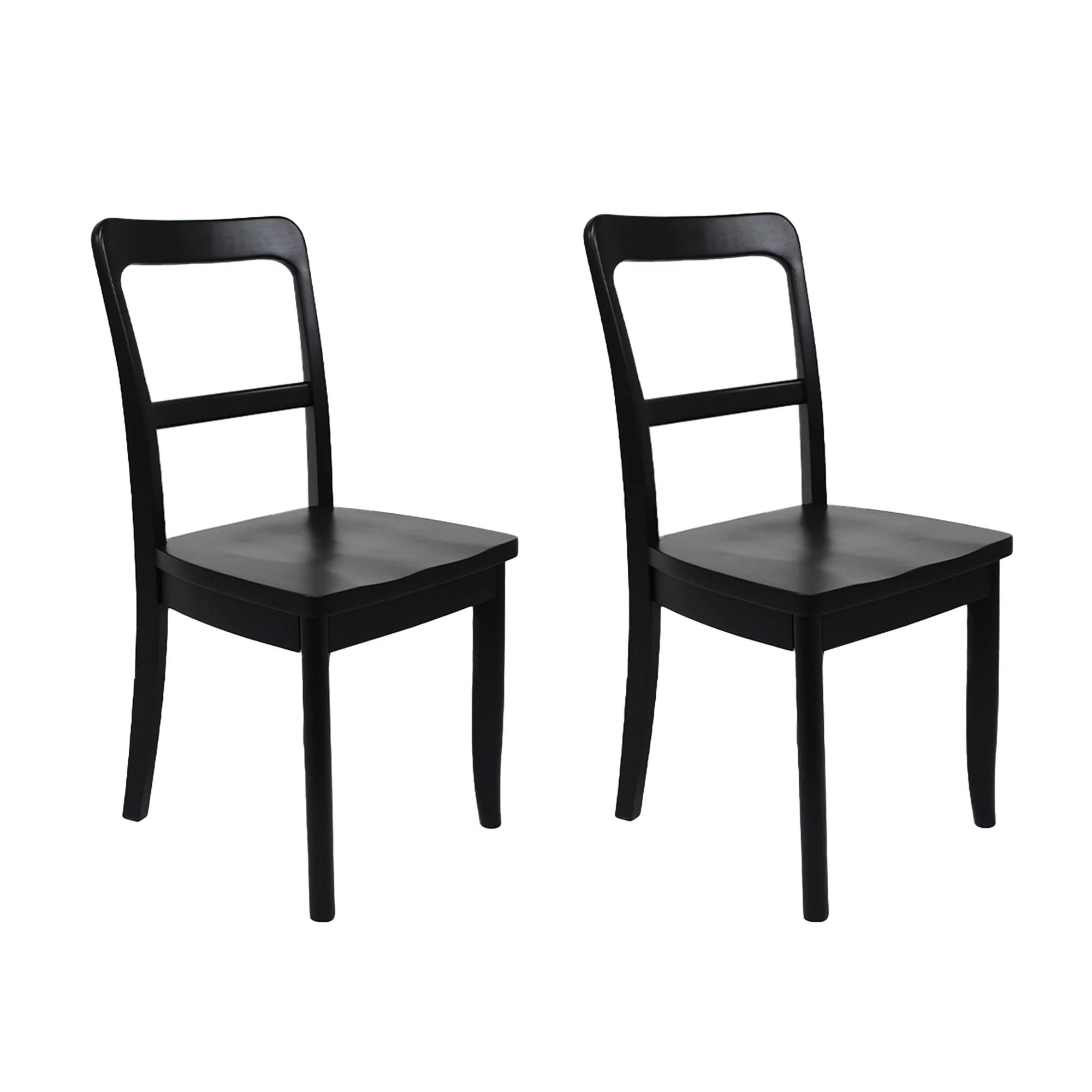 Agatha Wooden Dining Chairs by East at Main - Set of 2 Black Solid Rubberwood Ladder Back Accent ... | Walmart (US)