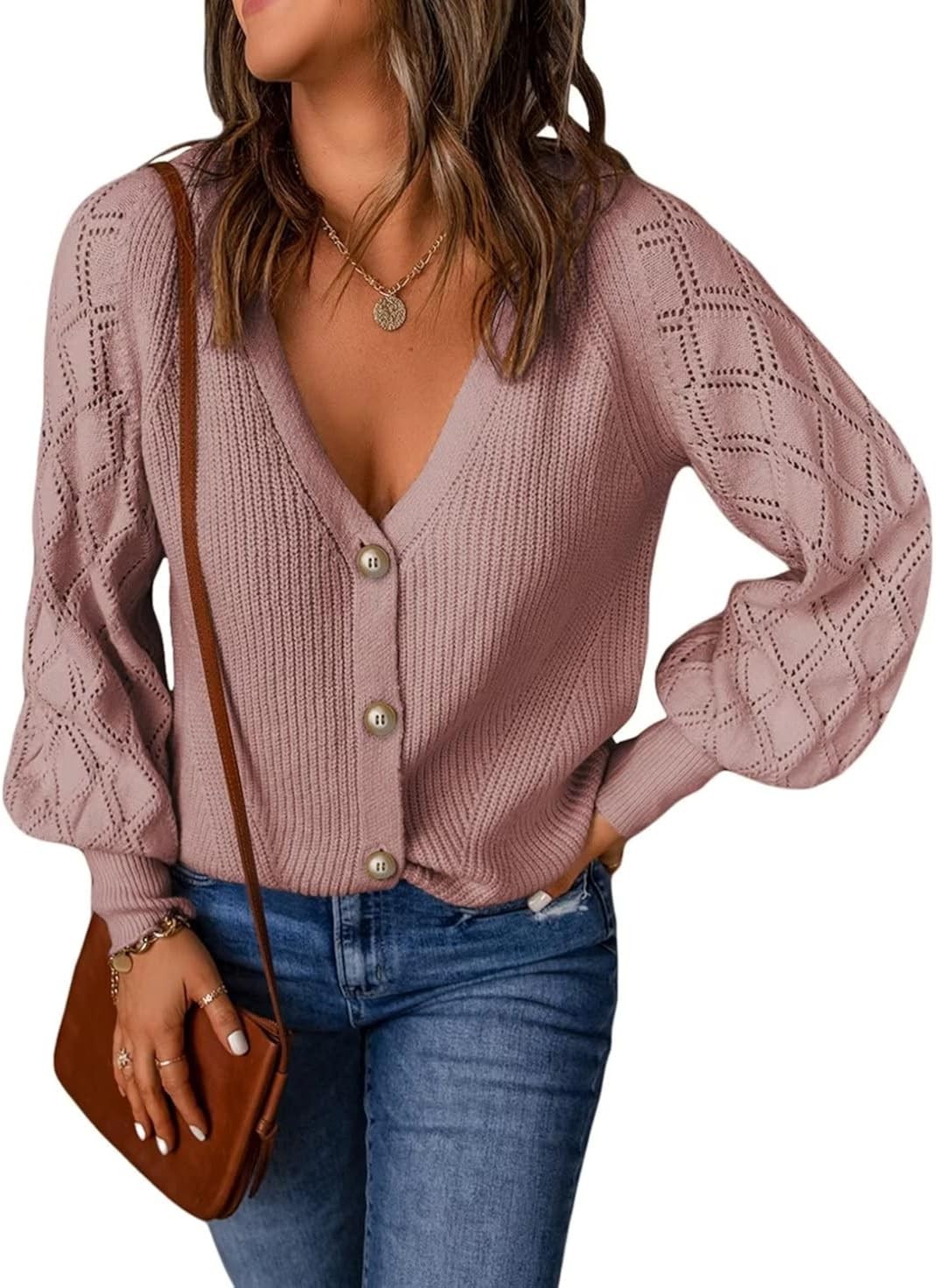 FEKOAFE Womens Cute Sweaters Color Block Long Sleeve Deep V Neck Knit Pullover Sweaters for Women | Amazon (US)