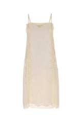 Prada Lace-Trimmed Linen Dress — Beige | Italist Inc.