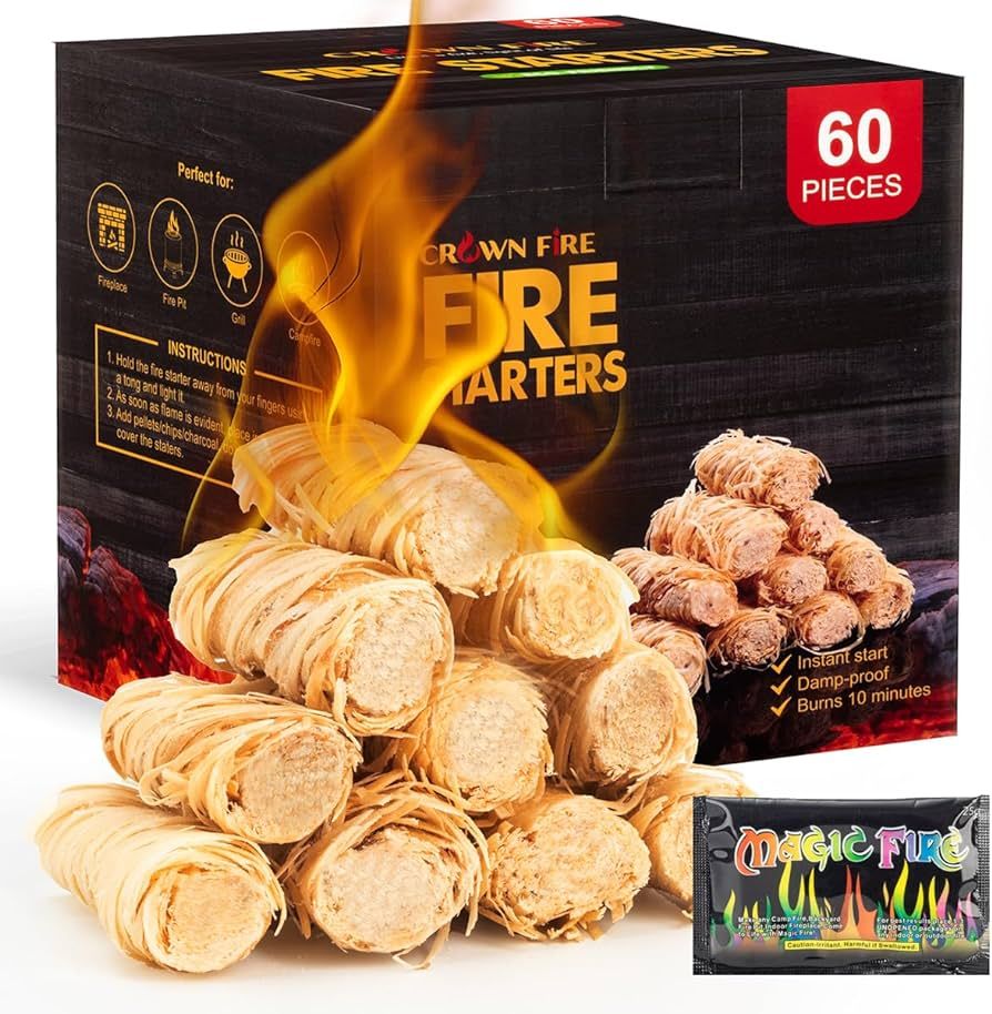 Fire Starters for Fireplace Indoor, and Outdoor Use - Natural Firestarter for Pizza Oven, Fire Pi... | Amazon (US)
