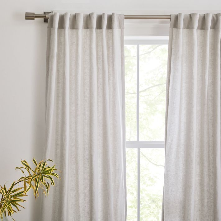 Sheer European Flax Linen Curtain - Pearl Gray | West Elm (US)