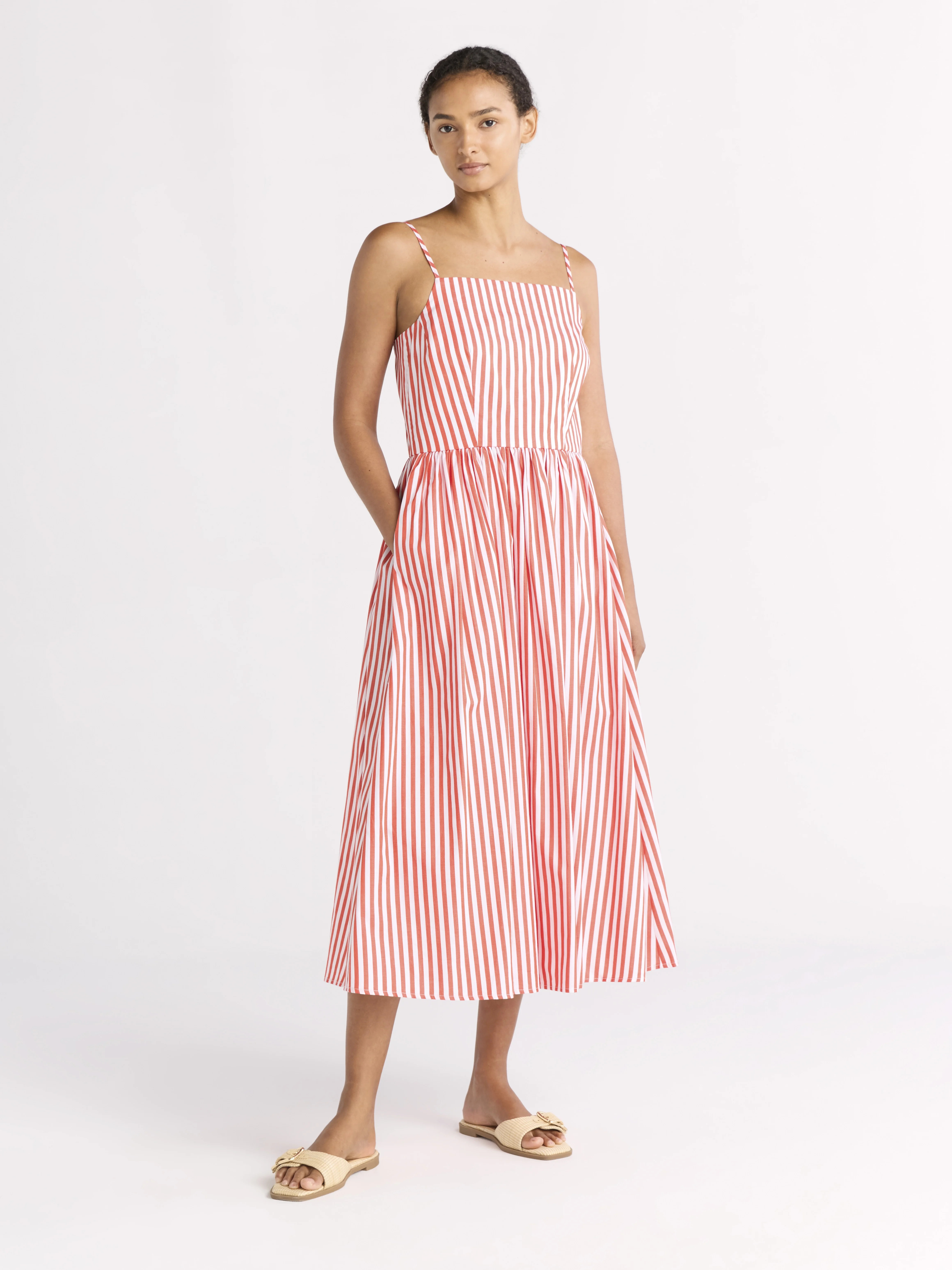 Free Assembly Women's Sleeveless Square Neck Midi Dress, Sizes XS-XXL | Walmart (US)