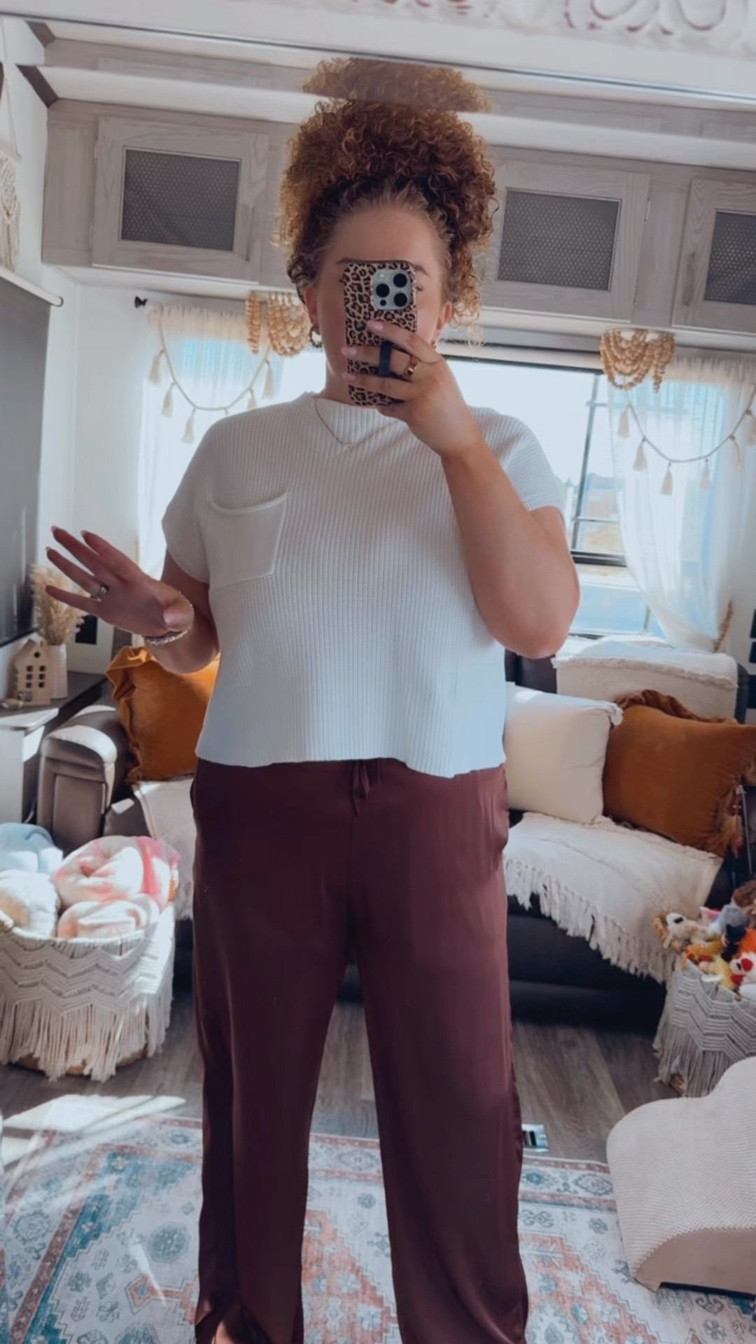 This one feels like a little “elevated comfy” moment ✨ Lightweight sweater + silky pants + neutral mules = effortless chic for spring🤎 spring outfit | cozy chic outfit | amazon fashion | amazon outfit | white short sleeve sweater | lightweight sweater outfit | brown silky pants | satin pants outfit | wide leg pants outfit | neutral outfit | neutral mules outfit | effortless style | comfy chic | casual chic outfit | brunch outfit | weekend outfit | running errands outfit | polished casual | capsule wardrobe outfit | mom outfit | travel outfit | everyday outfit | spring wardrobe essentials | easy outfit idea | affordable fashion | amazon finds

#LTKgrwm #LTKdayinmylife #LTKootd