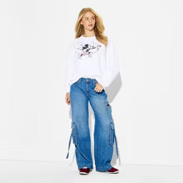 Women's Mickey Cupid Graphic Pullover Sweatshirt - White | Target