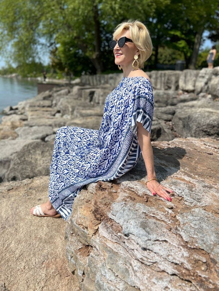 Breezy, beautiful, and beach-ready 🌊☀️ This blue printed kaftan is my go-to cover-up for effortless style and sun protection. Perfect for women over 40 who want to feel confident, chic, and comfortable by the shore. Because timeless style knows no age 💙 #Over40Style #BeachDayLook #ChicCoverUp #CoastalConfidence 

#LTKSwim #LTKOver40 #LTKSeasonal