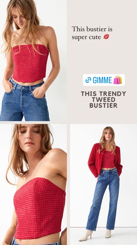 Trendy red tweed bustier / corset / crop top / sale find / sale alert / red fashion / casual outfit / going out outfit/ uk fashion blogger 

#LTKeurope #LTKstyletip #LTKsalealert