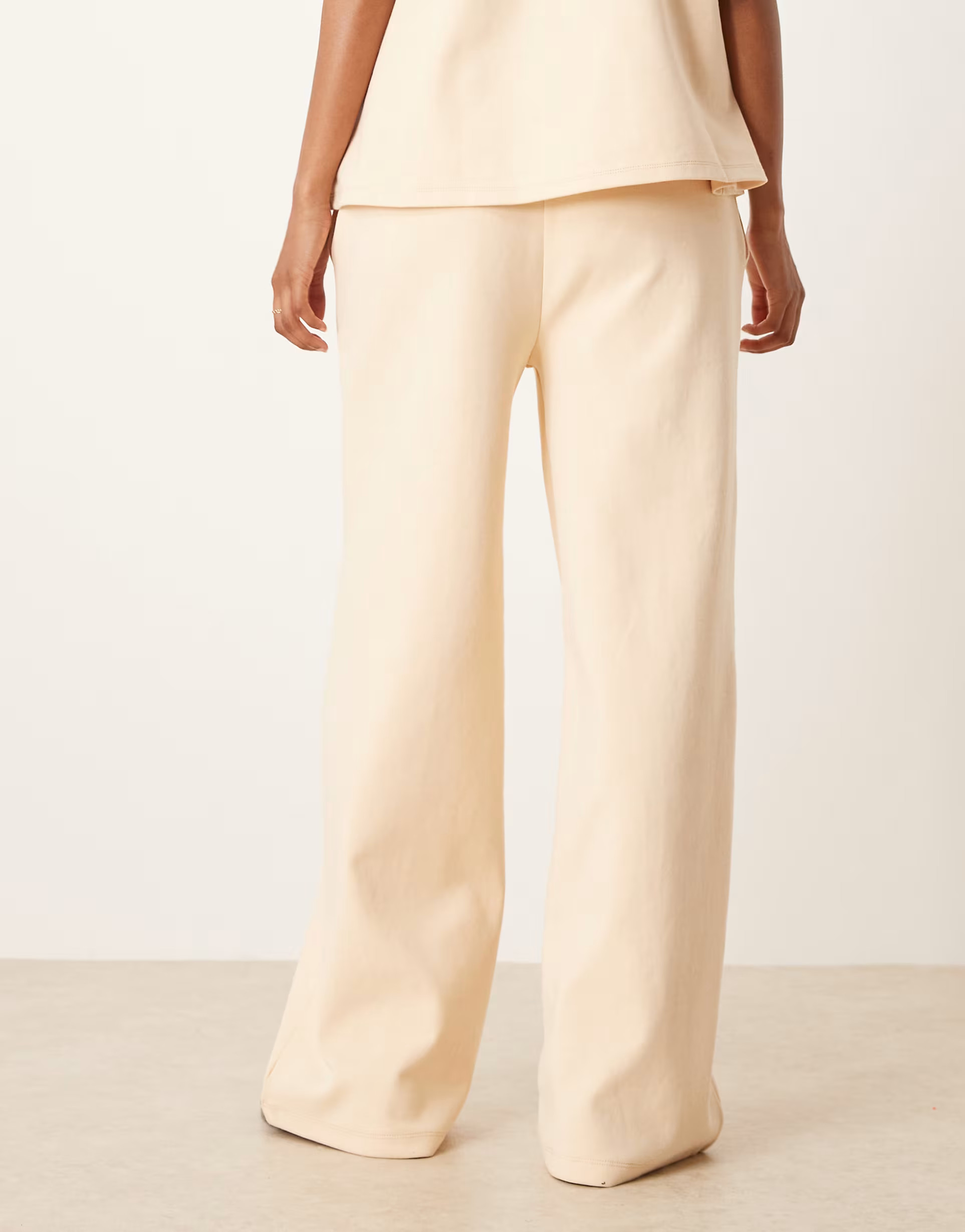 ASOS DESIGN interlock wide leg trouser co-ord in buttermilk | ASOS (Global)