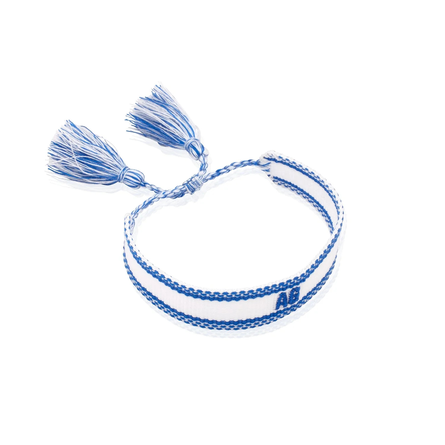 White/Blue Embroidered Name Bracelet | Abbott Lyon