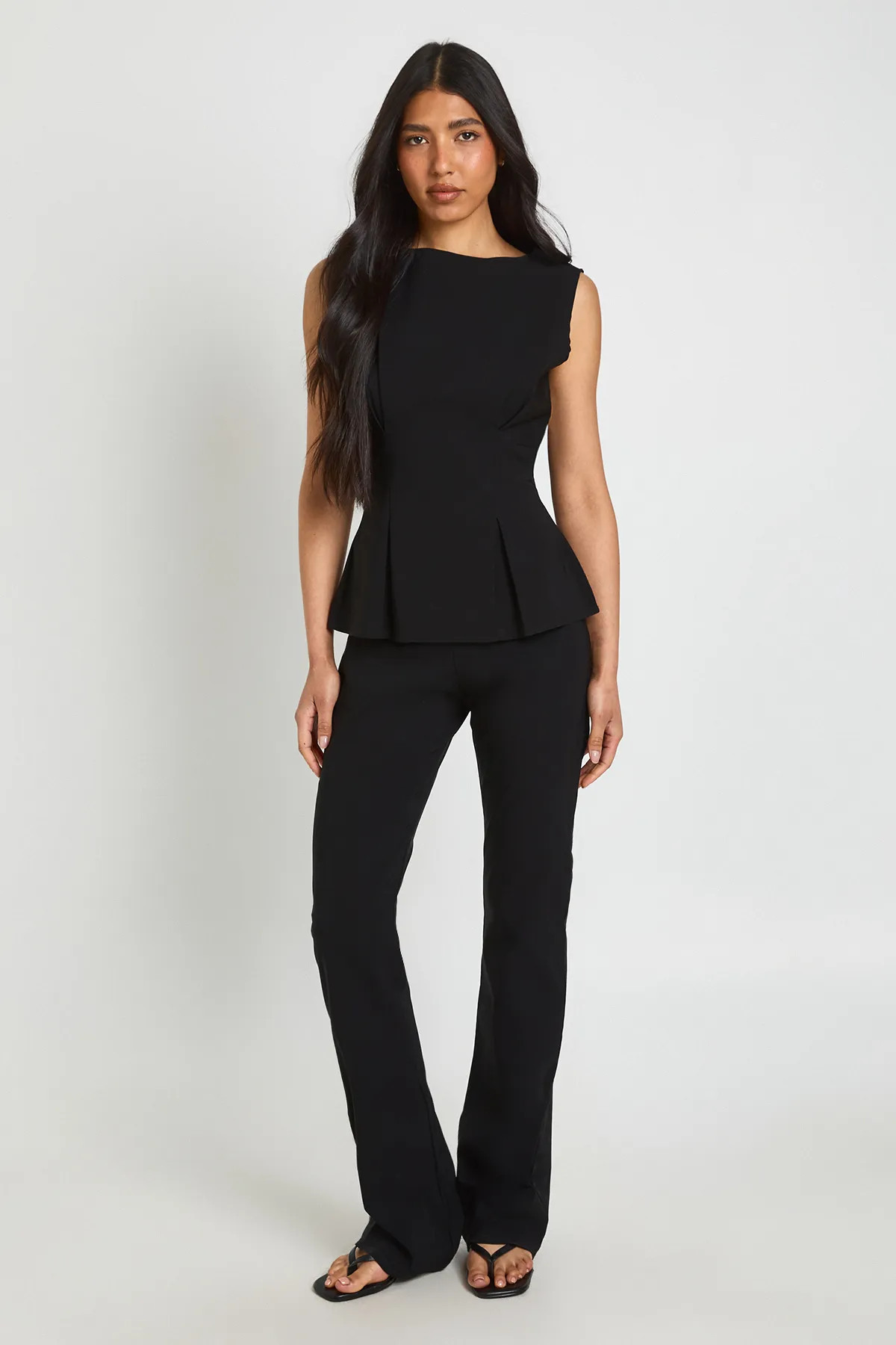 Black Tall Stretch High Waisted Flared Trousers | Boohoo | Boohoo.com (UK & IE)