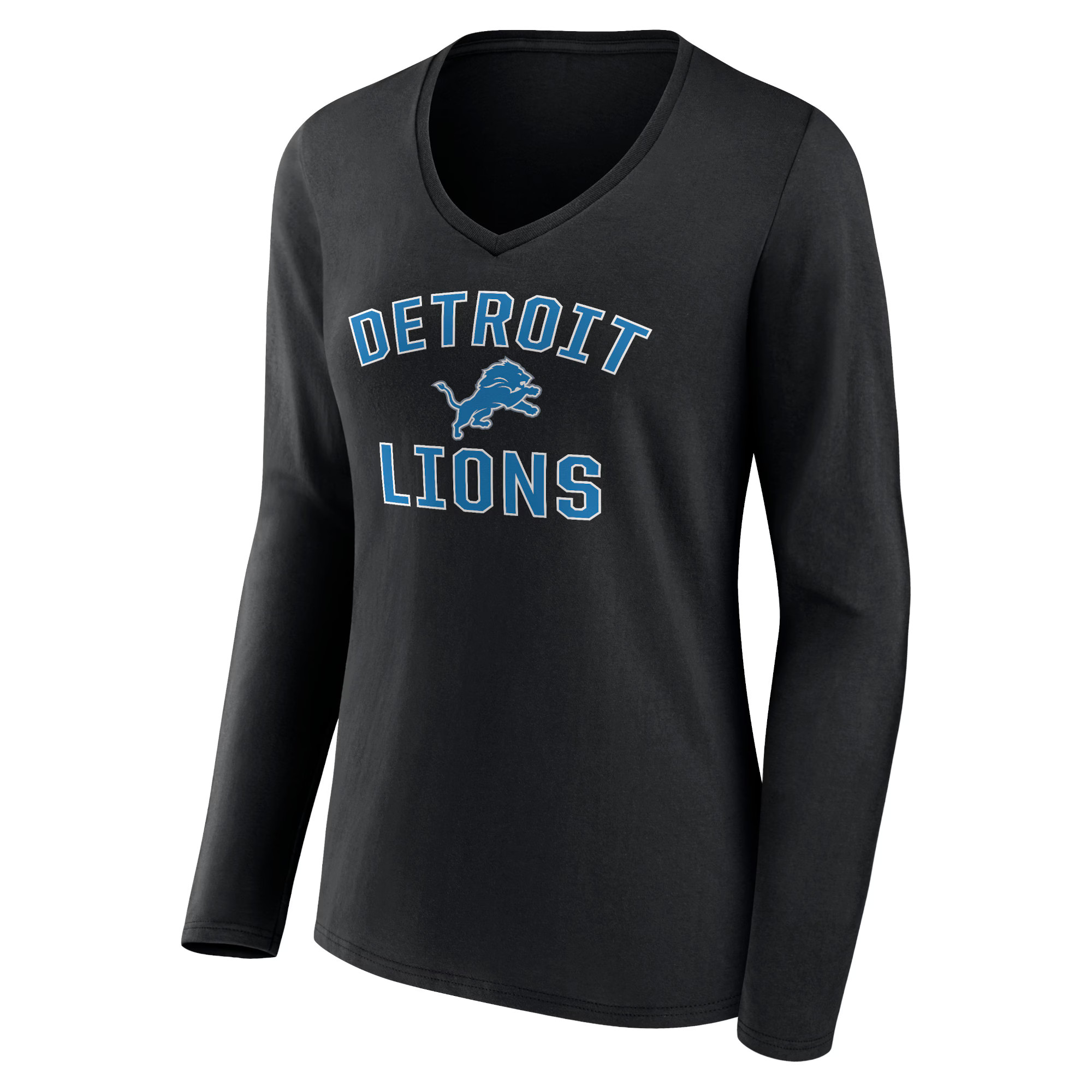 Detroit Lions Women's Victory Arch V-Neck Long Sleeve T-Shirt - Black | Fanatics
