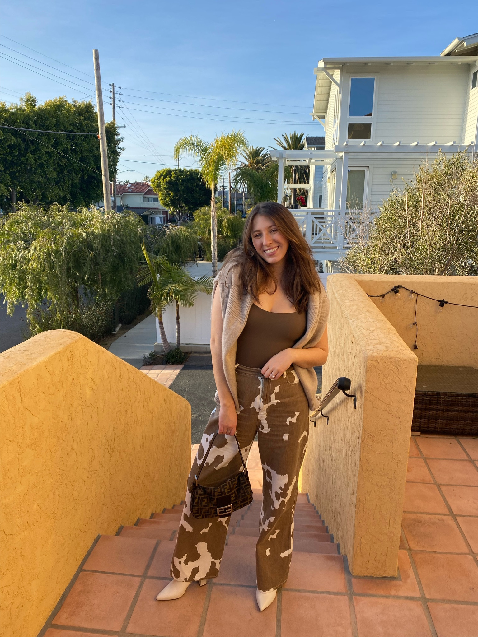 had approx 15 min to get ready today and landed on this ! Loving brown these days. The cashmere sweater I wrapped around my shoulders to make this more seasonally appropriate is on sale! 

#LTKunder100 #LTKitbag #LTKsalealert