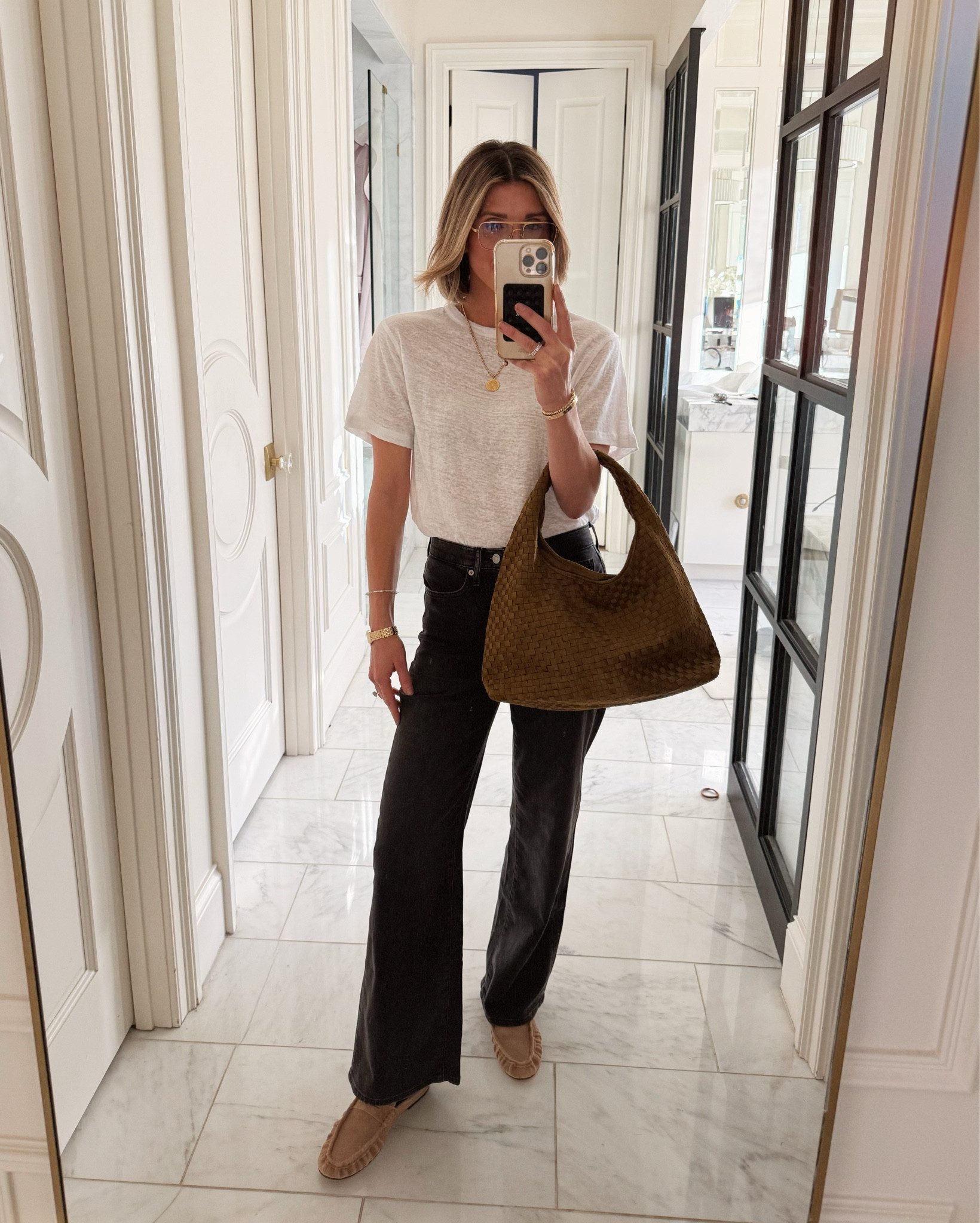 My favorite white t-shirt and new $50 sweatpants from gap fit tts 