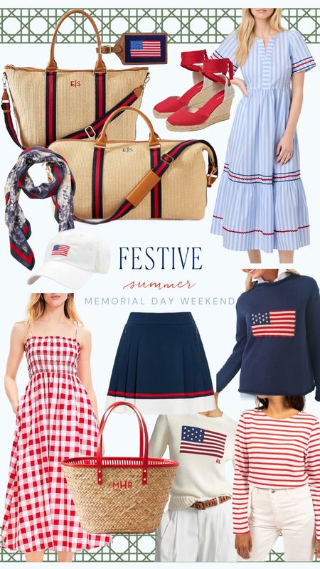 Latest festive fashion finds for Memorial Day Weekend. Summer sundresses, flag sweaters and hats, red, white, and blue activewear, weekender bags on sale, red espadrilles and more

#LTKOver40 #LTKTravel #LTKSaleAlert