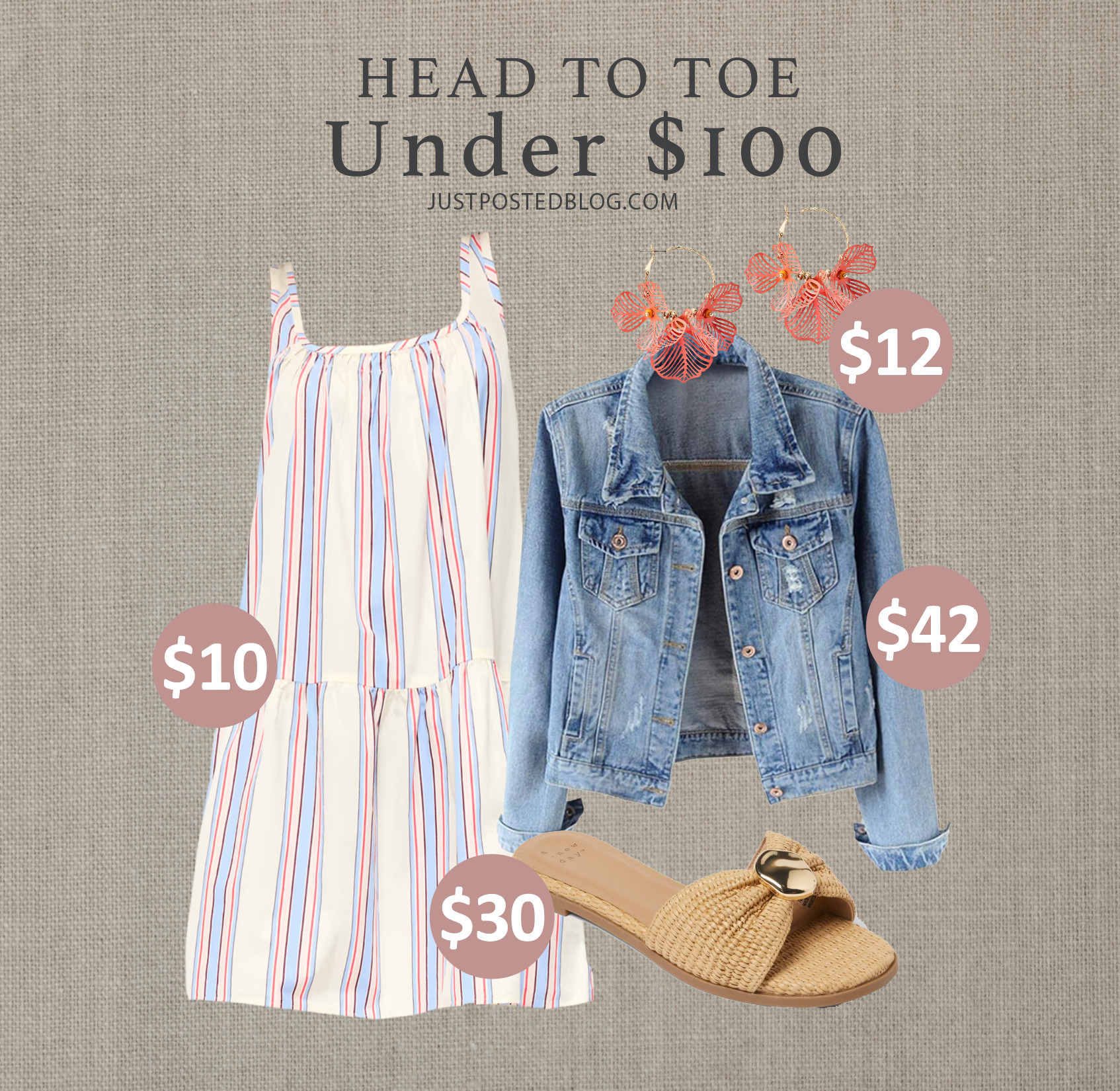 This adorable striped dress is only $4! And, the earrings are just so fun! This entire look is head to toe under $100! 

 #LTKSeasonal #LTKHome #LTKSaleAlert