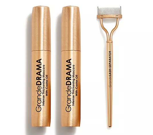 Grande Cosmetics GrandeDRAMA Peptide Mascara Duo w/Separator | QVC