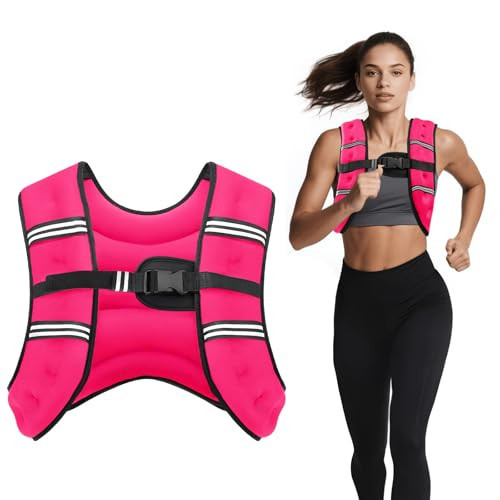 Ragebby Weighted Vest, 8lbs Vest for Men Women with Reflective Stripe, Body Weight Vests Adjustable for Workout, Strength Training, Running, Fitness, Muscle Building, Weight Loss（Pink) | Amazon (US)