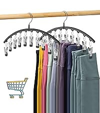 Legging Organizer for Closet, Metal Yoga Pants Hangers 2 Pack w/10 Clips Holds 20 Leggings, Space... | Amazon (US)