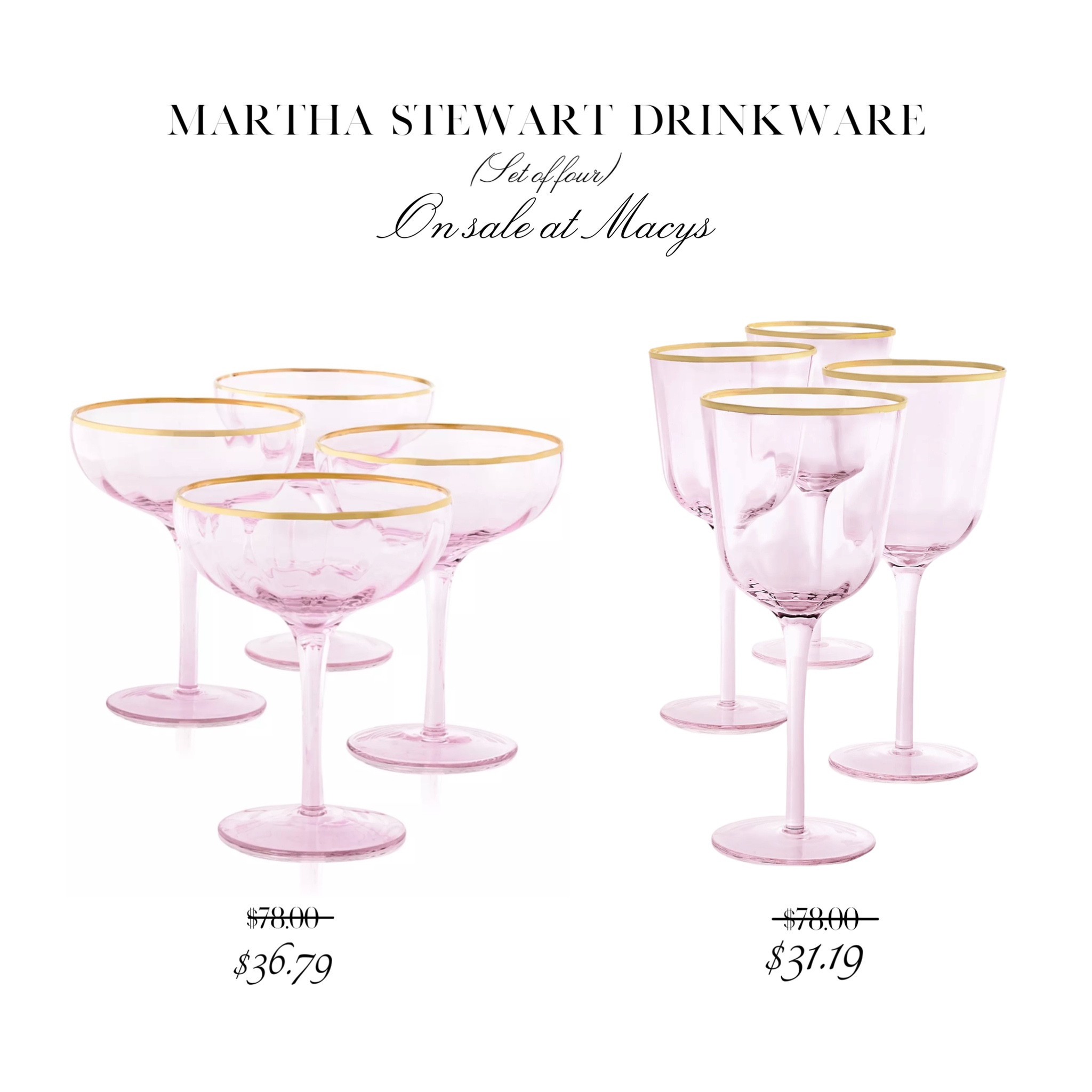The most gorgeous pink  drink-ware coupes and wine glasses more than half off at Macys! Black Friday deals! These would make for a gorgeous gift for your favorite hostess/host ❤️

#LTKsalealert #LTKunder50 #LTKhome