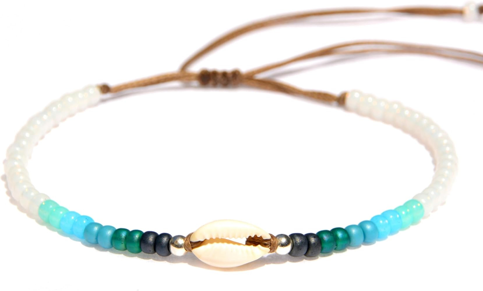 Shell Anklet for Women, Natural Cowrie Seashell Adjustable Waterproof Beaded Ankle Bracelet, Blue... | Amazon (US)
