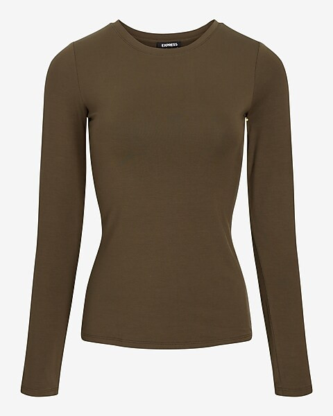 Fitted Crew Neck Long Sleeve Tee | Express