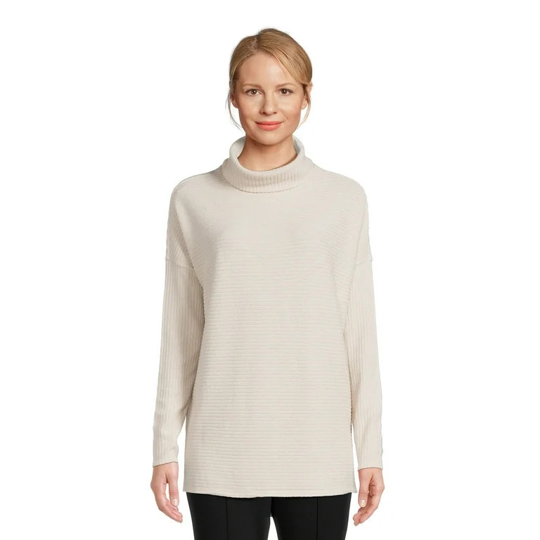 Time and Tru Women's Rib Roll Neck Tunic, Sizes XS-3XL | Walmart (US)