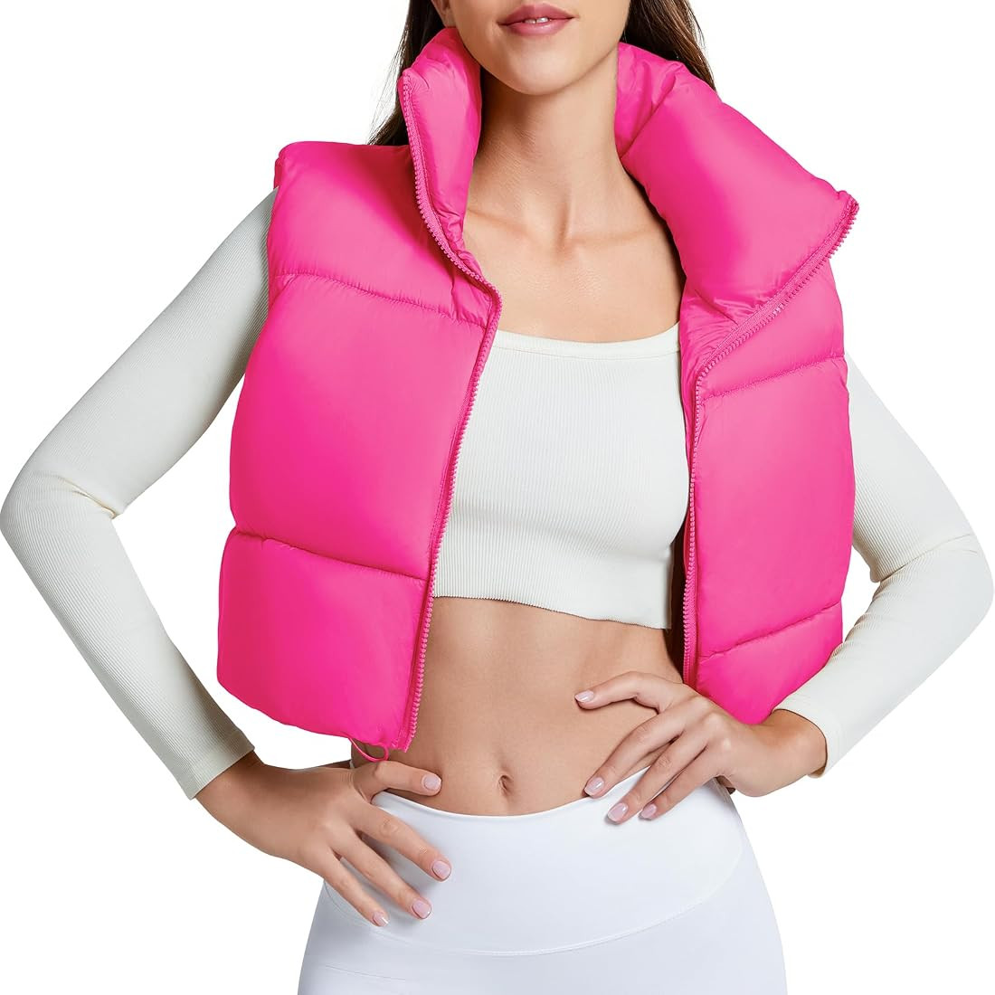 Century Star Cropped Puffer Vest Women's Outerwear Vests Puffy Sleeveless 2024 Quilted Christmas ... | Amazon (US)