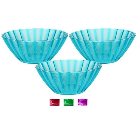 Light Blue Wavy Plastic Serving Bowls Set of 3, Reusable Salad Bowls for Snacks Fruit Pasta Candy Chips Side Dishes Party Buffet Kitchen Holiday Table 3.5"x8.5" w/ Snoep in Beperkte Oplage | Walmart (US)