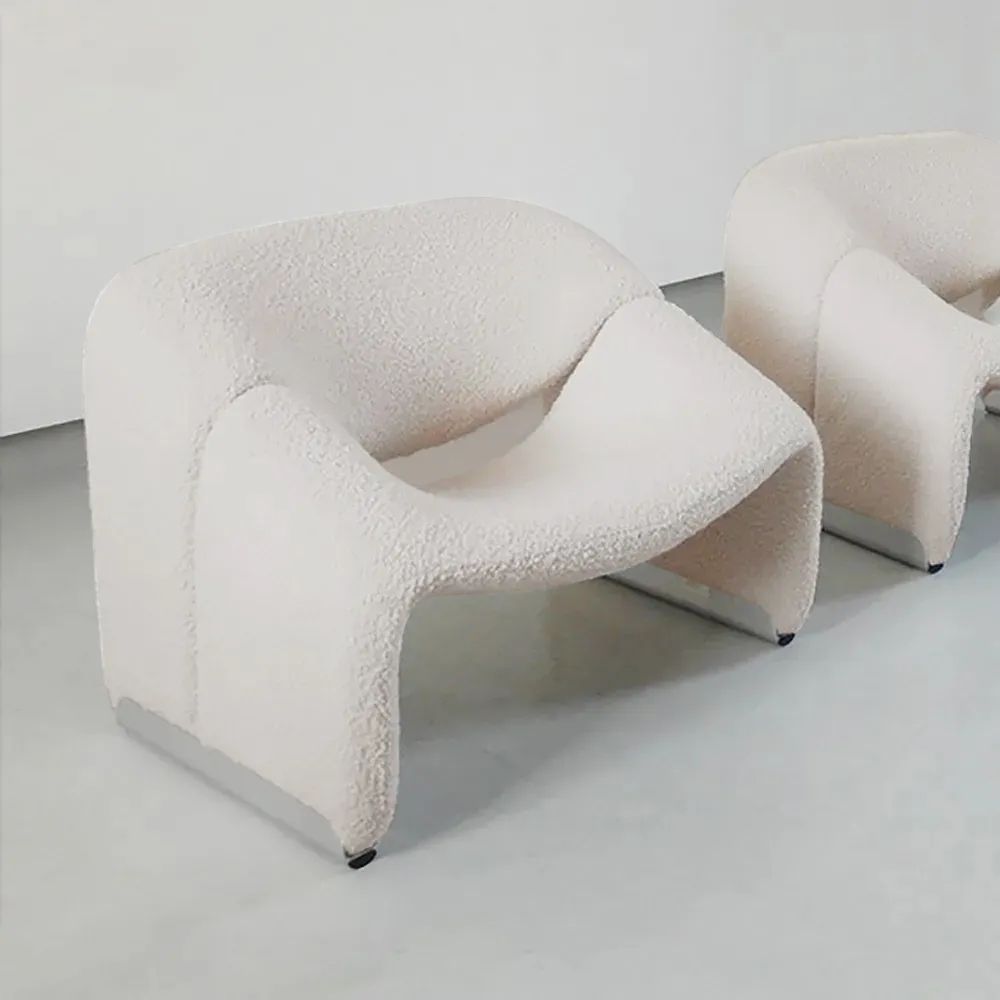 28.3" Modern White Lamb Wool Accent Chair Lounge & Chair | Homary.com