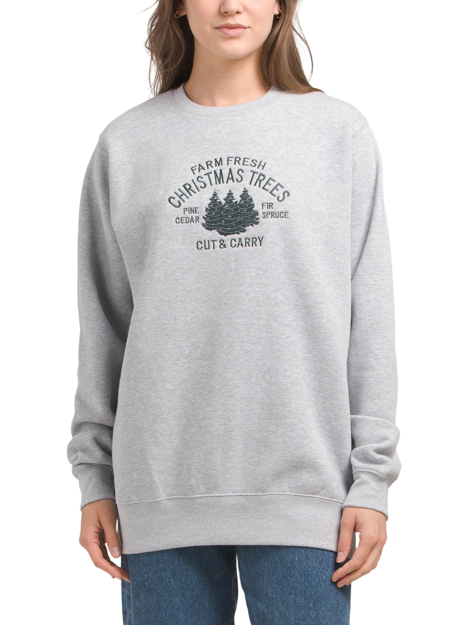 Farm Fresh Christmas Trees Embroidered Sweatshirt | Juniors | Marshalls | Marshalls
