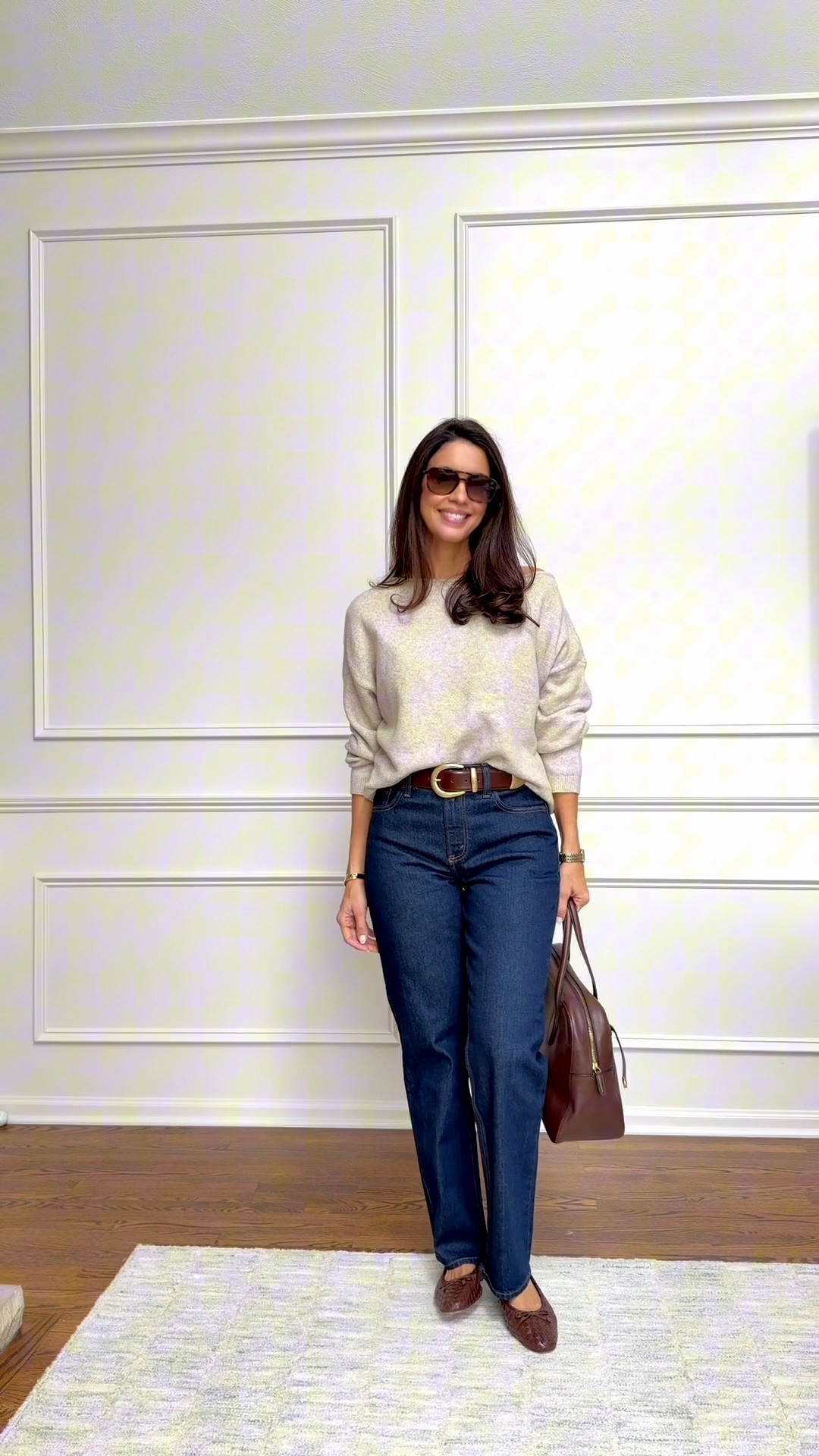 Fall outfit with jeans and sweater