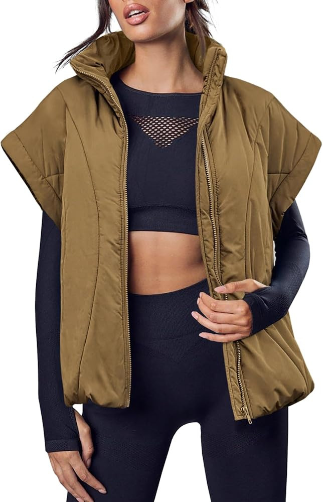Imily Bela Women's Winter Puffer Vest Quilted Stand Collar Zip Up Padded Gilet Coat Outwear with ... | Amazon (US)