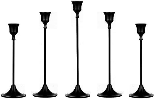 Vincidern Black Candle Holders for Table Centerpieces, 5PCs Taper Candle Holders Set for Hallowee... | Amazon (US)