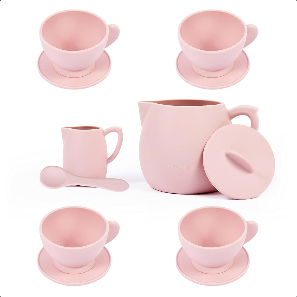 12Pcs Silicone Tea Party Set for Little Girls - Pretend Play Eco-Friendly, BPA Free Kids Tea Set ... | Amazon (US)