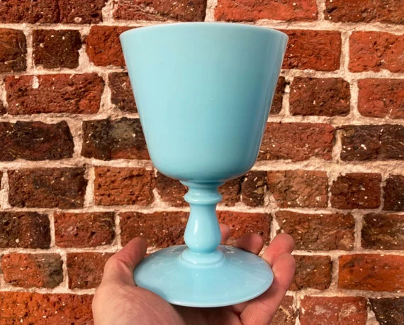 Charming Vintage Powder Blue Milk Glass Goblet Milk Glass | Etsy | Etsy (US)