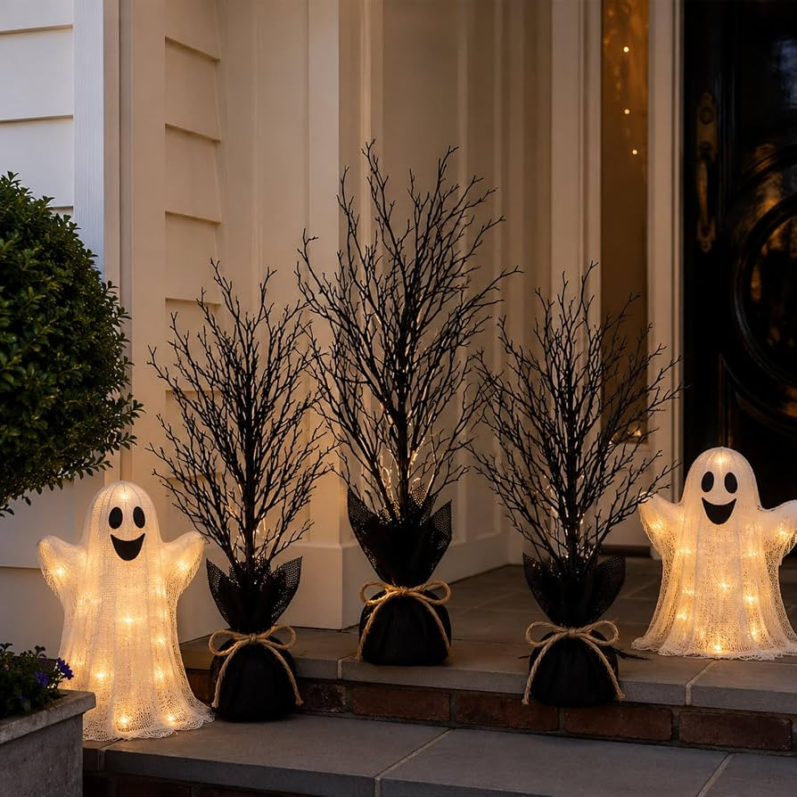 Thiccywoov 3 Set Halloween Decoration Large Black Halloween Tree Plastic Bendable Branches Weight... | Amazon (US)