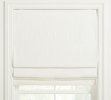 Custom Belgian Flax Linen Roman Light Filtering Shade | Pottery Barn (US)