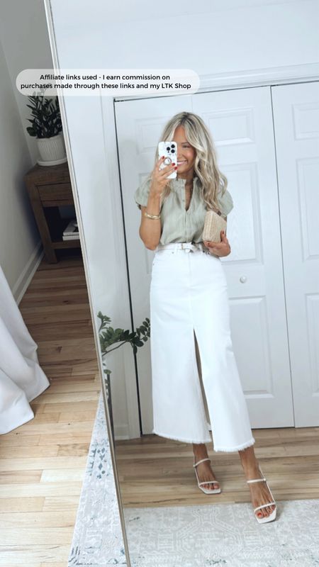 White denim skirt outfit idea 