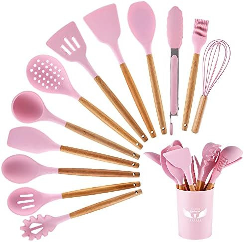 PDJW Kitchen Utensils Set, 13PCS Silicone Cooking Utensils Set with Holder, Resisstant & Non Stic... | Amazon (US)