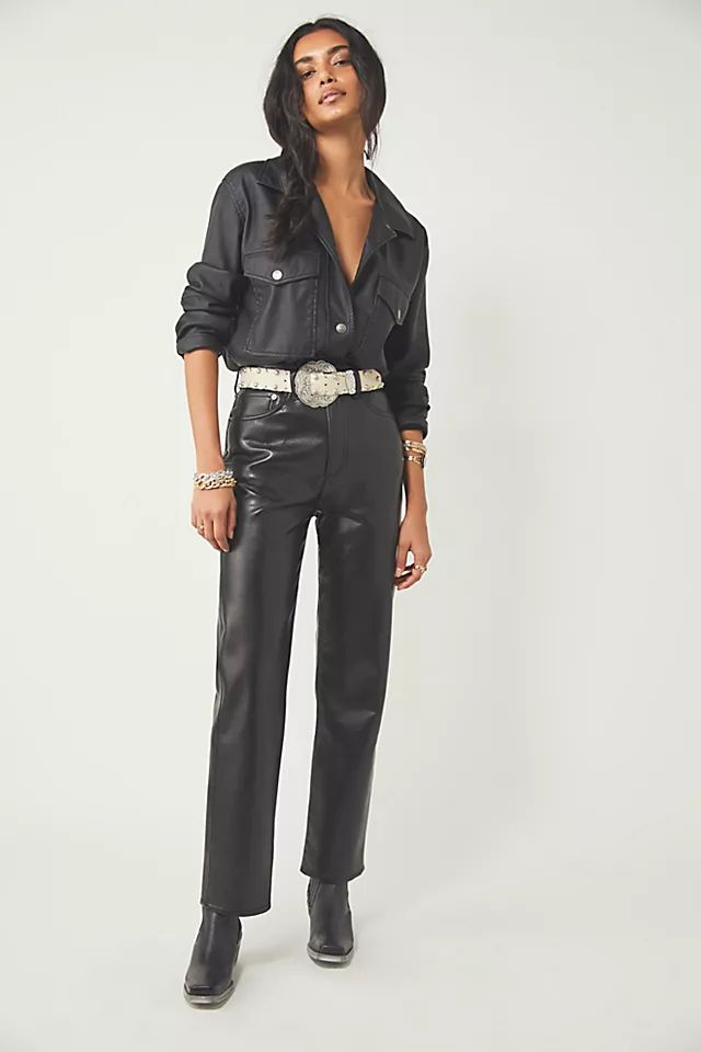 AGOLDE Recycled Leather 90's Pinch Pants | Free People (UK)