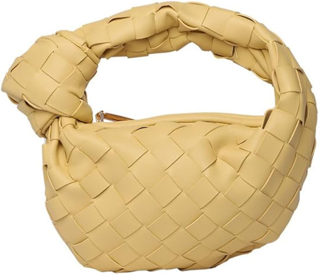 Y2K Woven Handbag for Women Soft Leather Bags Bucket Purses Small Tote Hobo Bag Shoulder Bag | Amazon (US)