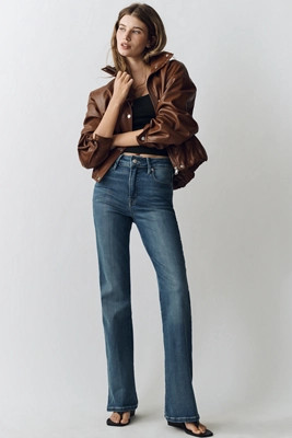 Good American Soft Tech Good Classic High-Rise Bootcut Jeans | Anthropologie (US)