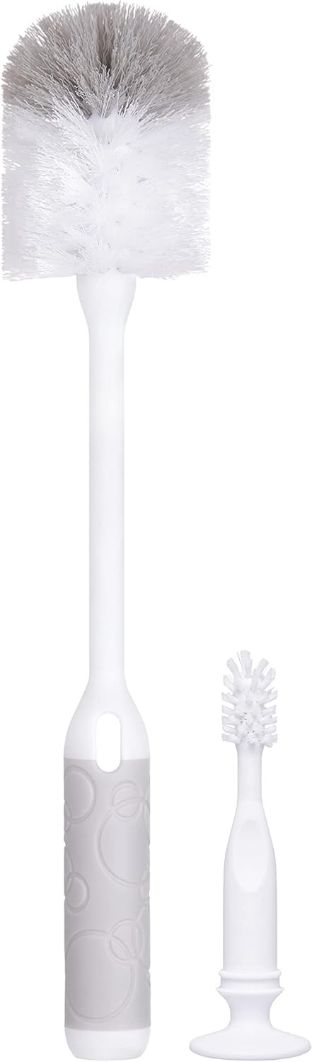 Ubbi Baby Bottle Brush Set, Bottle Brush and Nipple Brush, Baby Cleaning Essentials, Gray | Amazon (US)