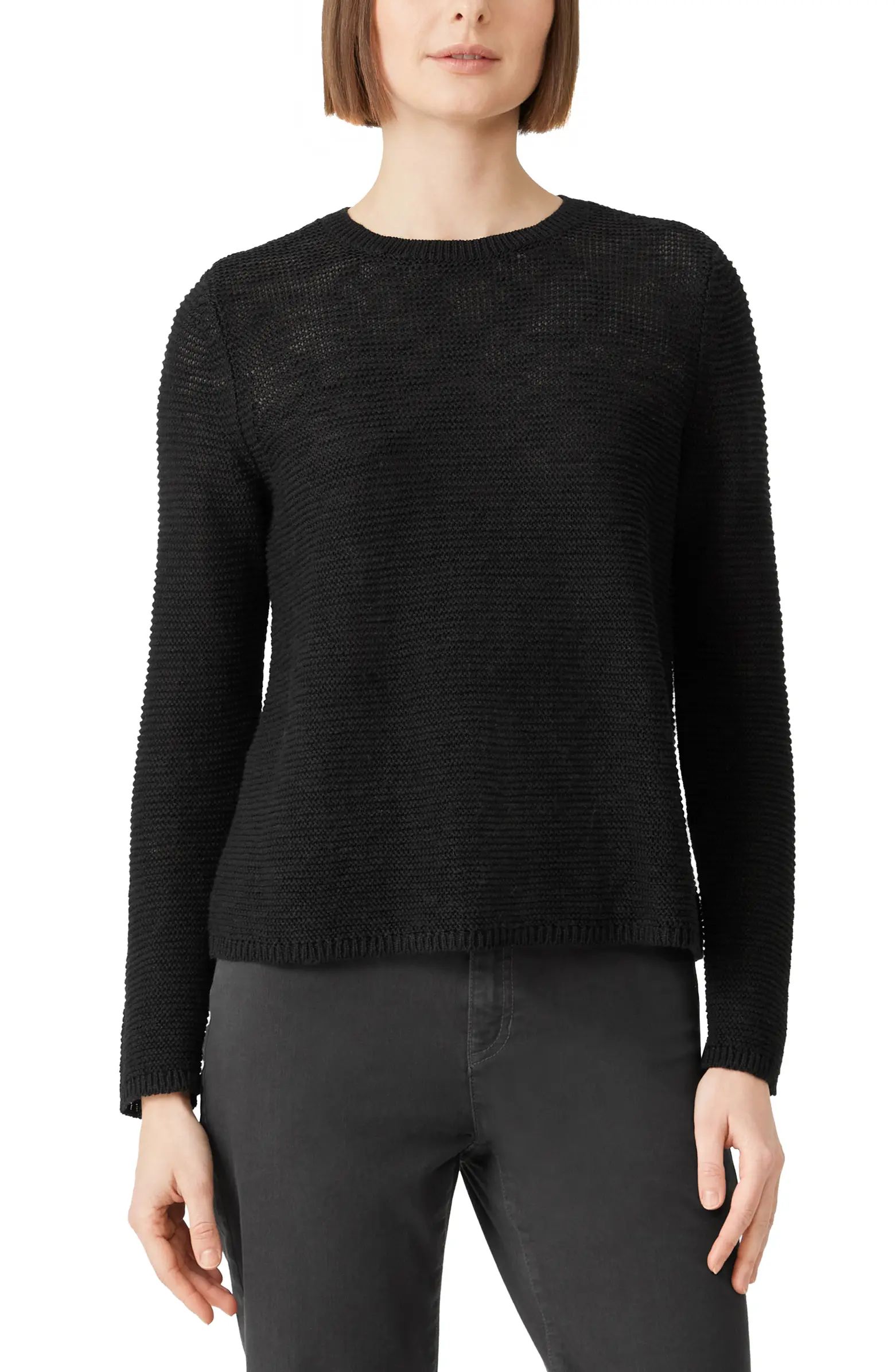 Eileen Fisher Textured Crewneck Organic Linen & Cotton Sweater | Nordstrom | Nordstrom