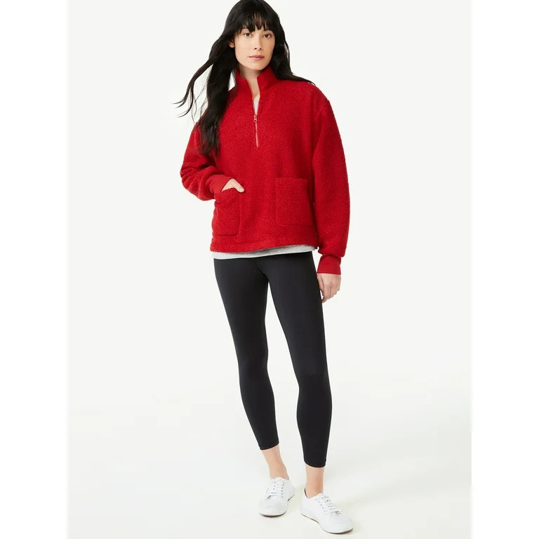 Free Assembly Women's Teddy Fleece Half Zip Sweatshirt - Walmart.com | Walmart (US)