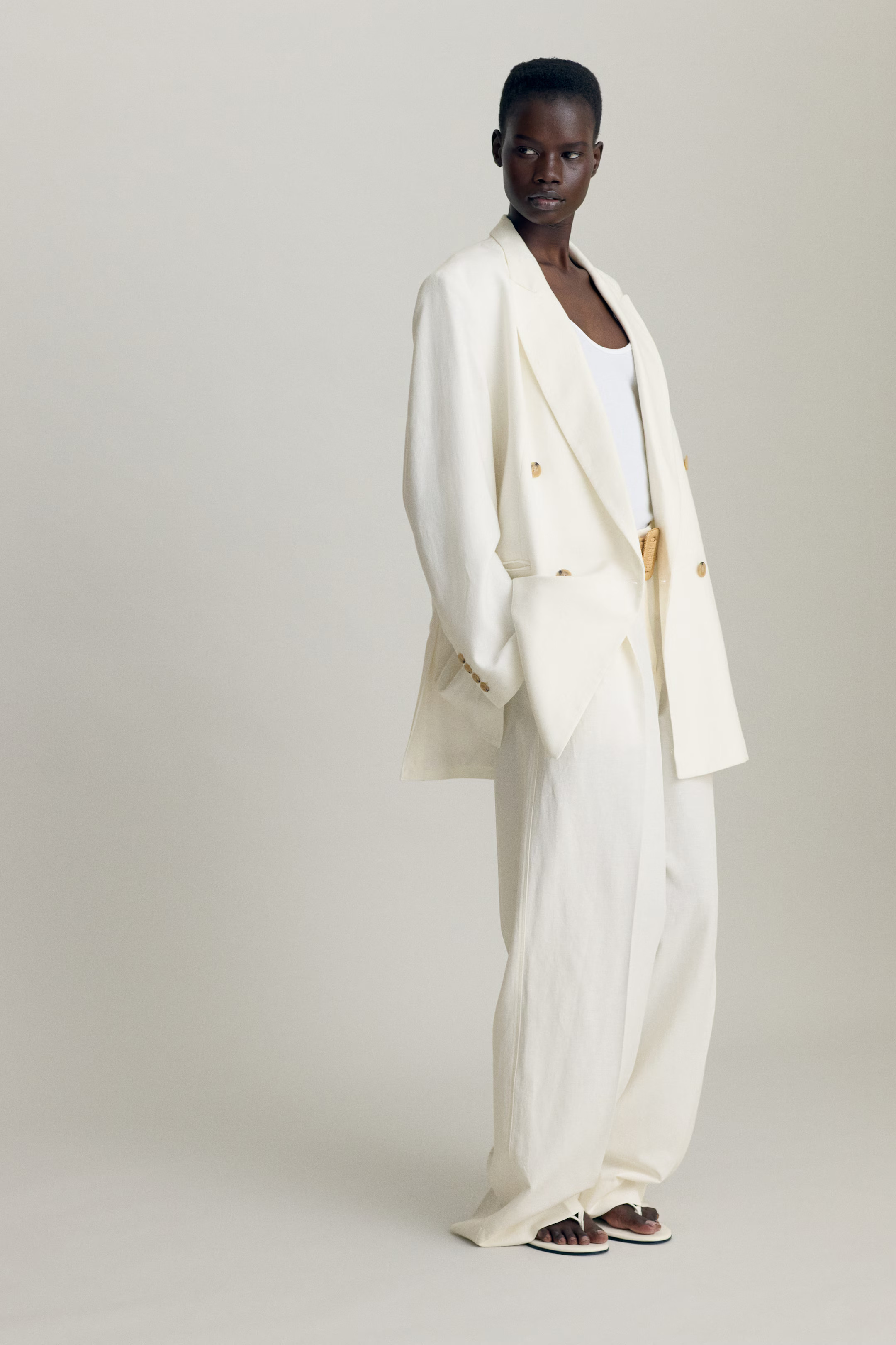 Belted linen-blend trousers | H&M (UK, MY, IN, SG, PH, TW, HK)