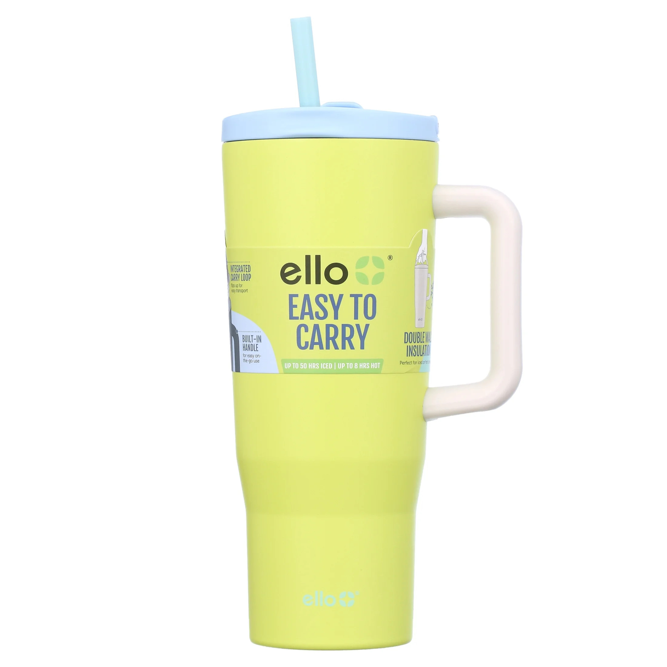 Ello Ultra Clean 40 oz Stainless Steel Tumbler with Handle, Green | Walmart (US)